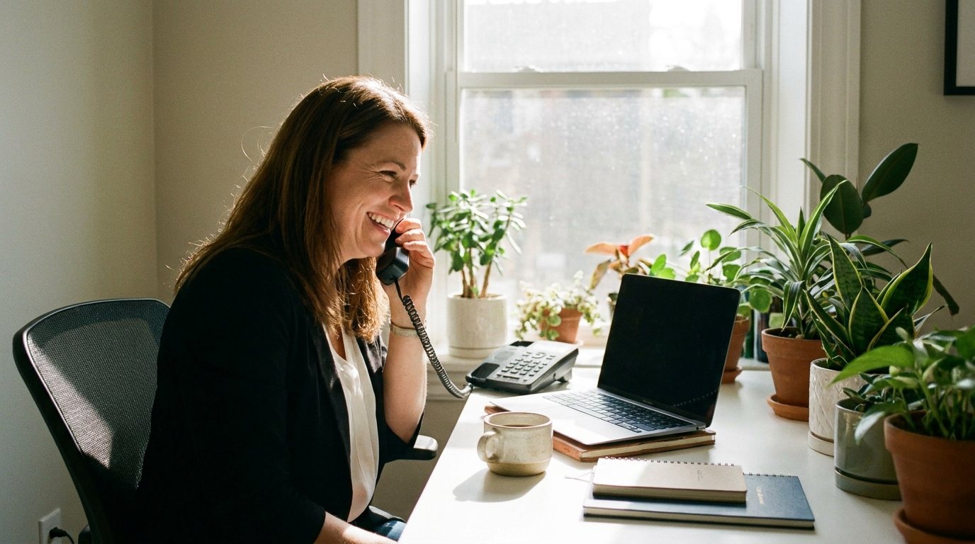 The agent on a call with a client
